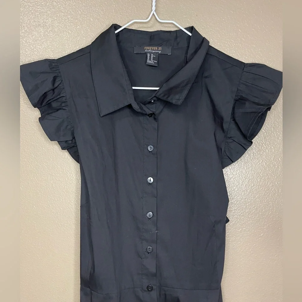 Women’s (XL)Black Forever 21 Midi Dress W/Strap - Picture 4 of 6